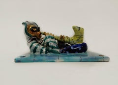 San Polo pottery with mask and flask by Otello Rosa, Venice, 1950s