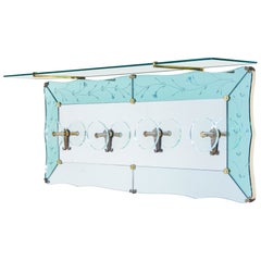 CRISTAL ART coat rack made of bronze, beveled mirror and glass. Italy, 1940s/50s