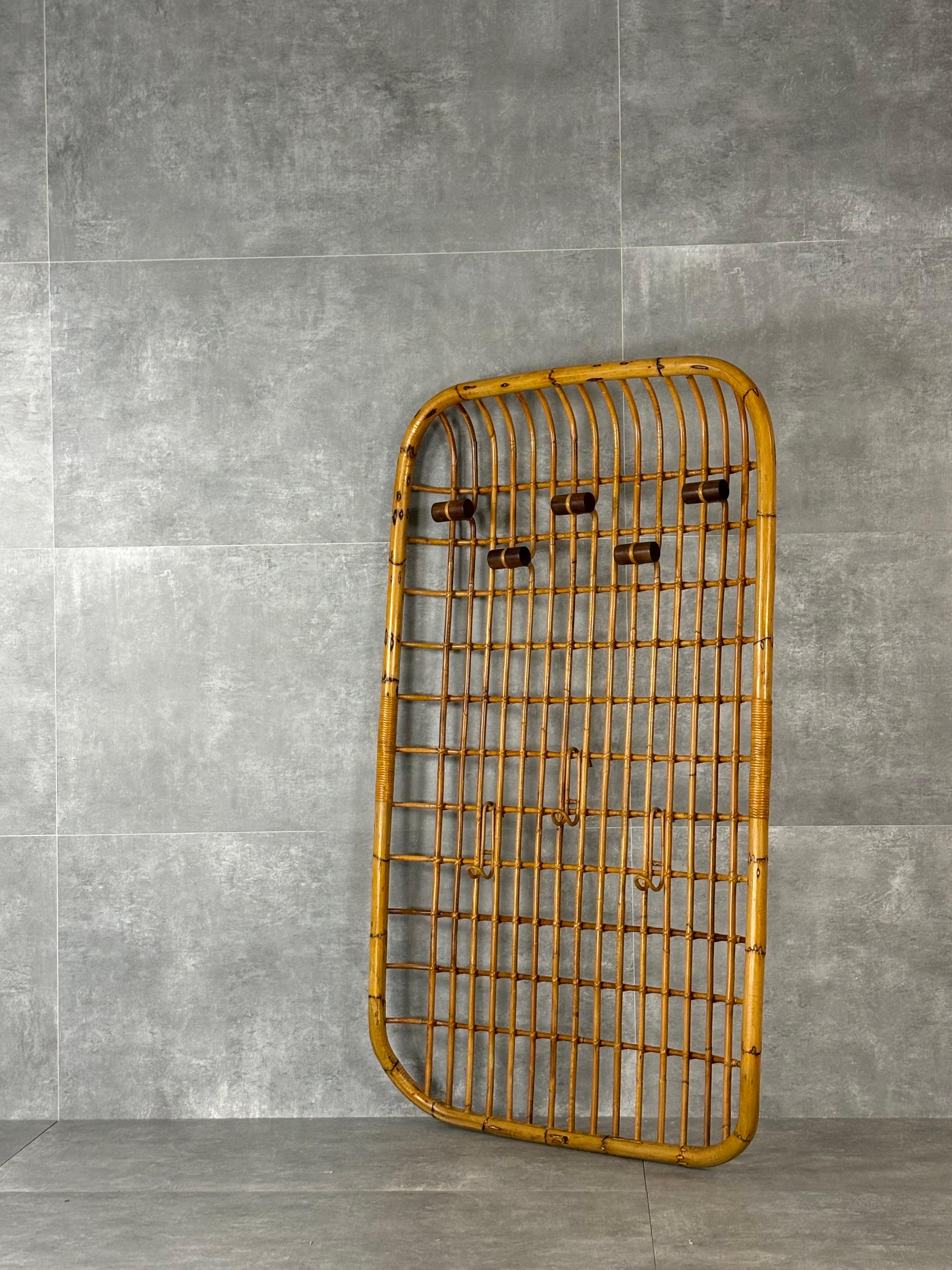 Appendiabiti da muro in vimini di Olaf Van Bohr, 1950s In Good Condition For Sale In Quarrata, IT