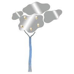 Colgador de pared en forma de árbol con espejo, Italia Años 70