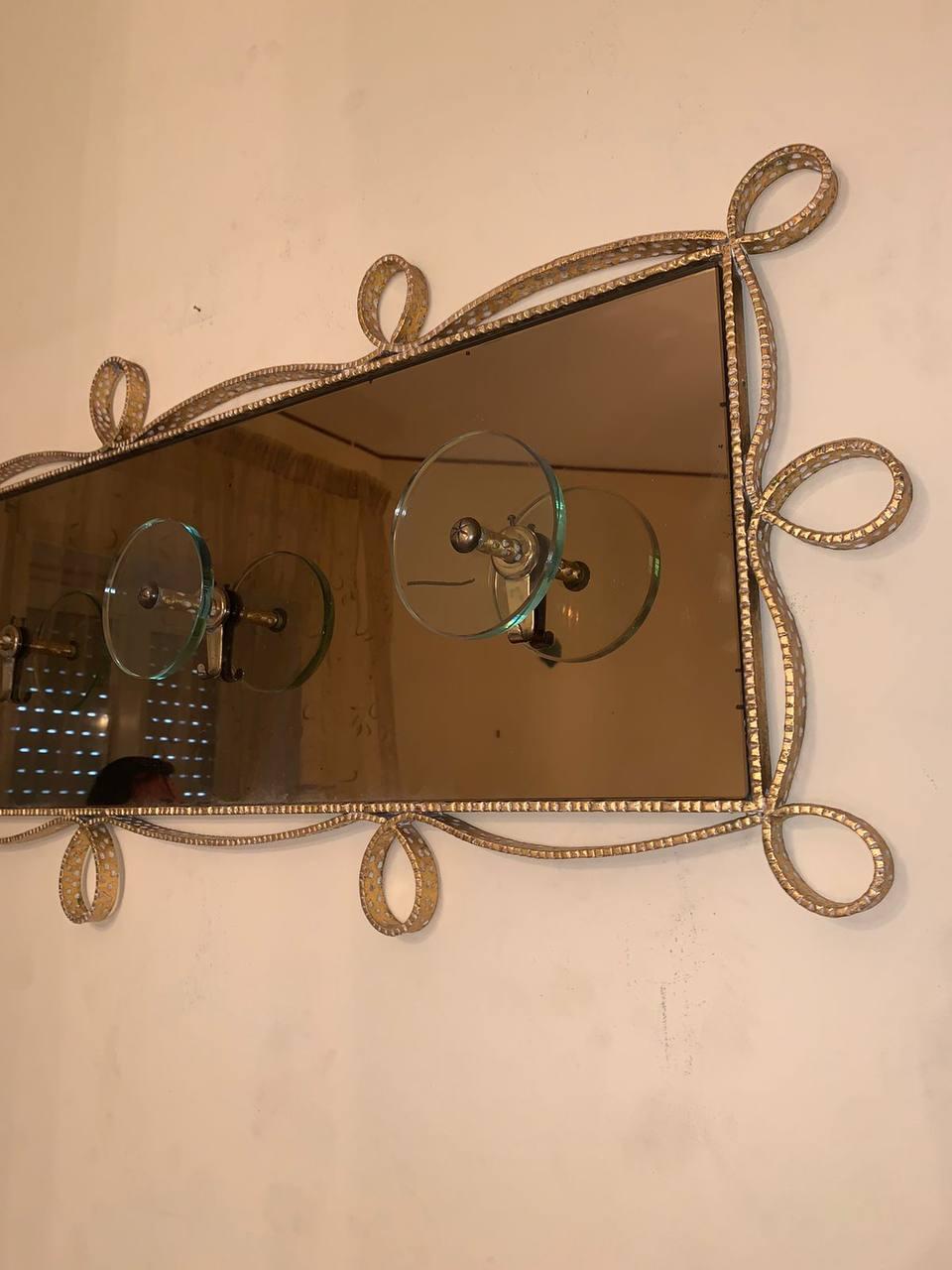 Pierluigi Colli wall-mounted coat rack  for Cristal art gold 1950s 20th century. For Sale 2