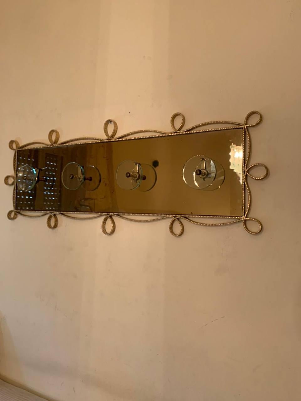 Brass Pierluigi Colli wall-mounted coat rack  for Cristal art gold 1950s 20th century. For Sale