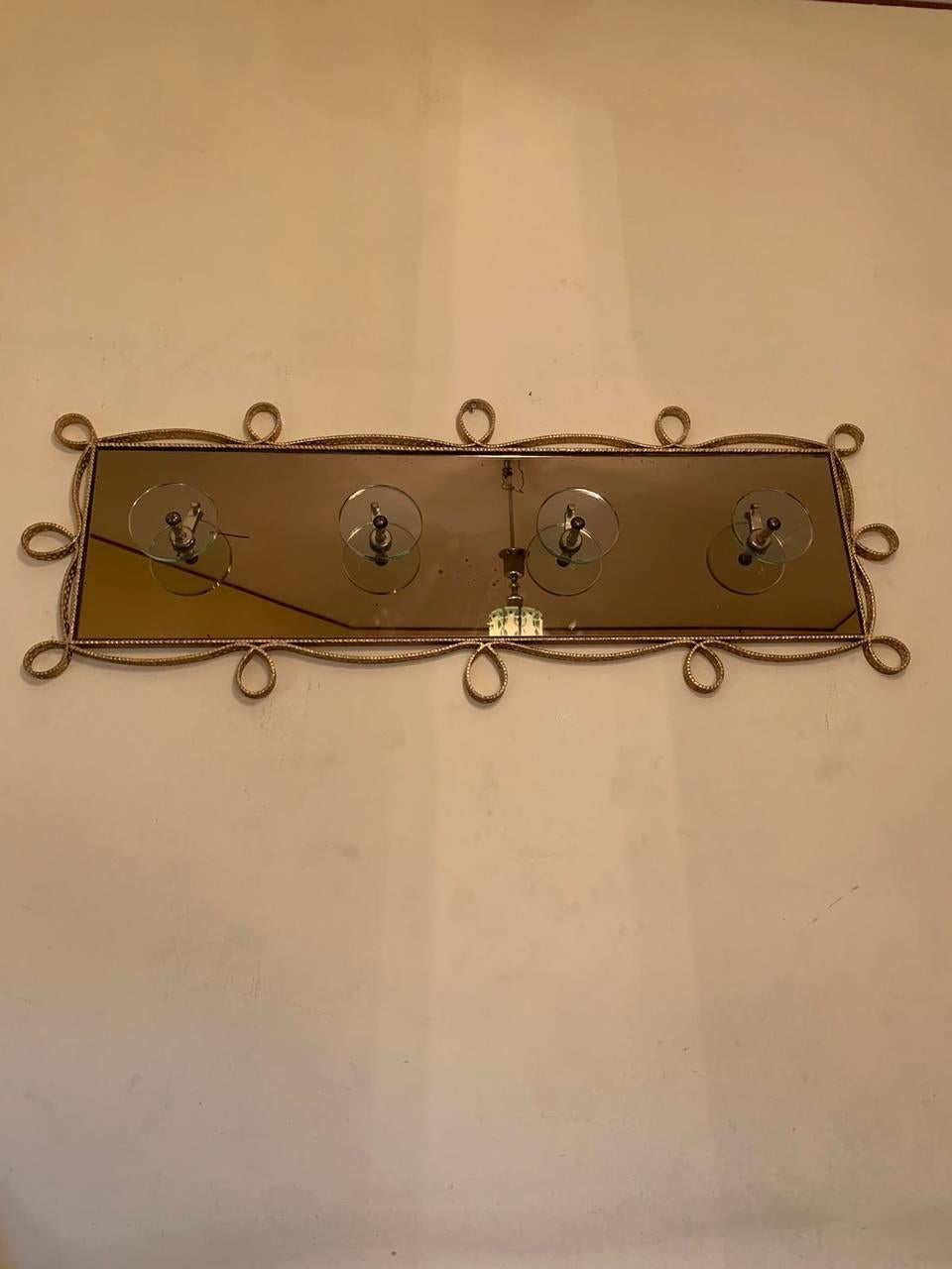 Pierluigi Colli wall-mounted coat rack  for Cristal art gold 1950s 20th century. For Sale 1