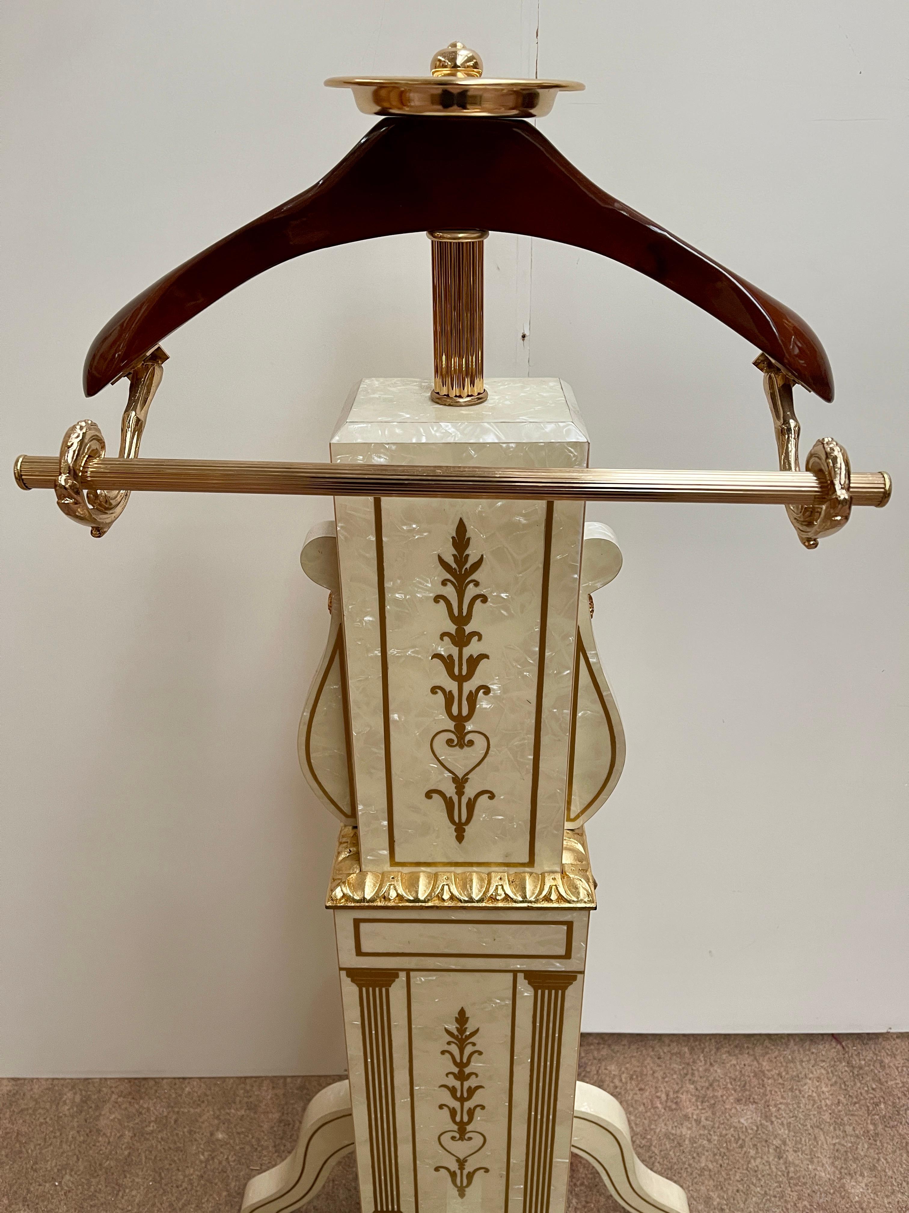 Art Deco Italian luxury white coat rack by Domenico Rugiano 1970s new For Sale