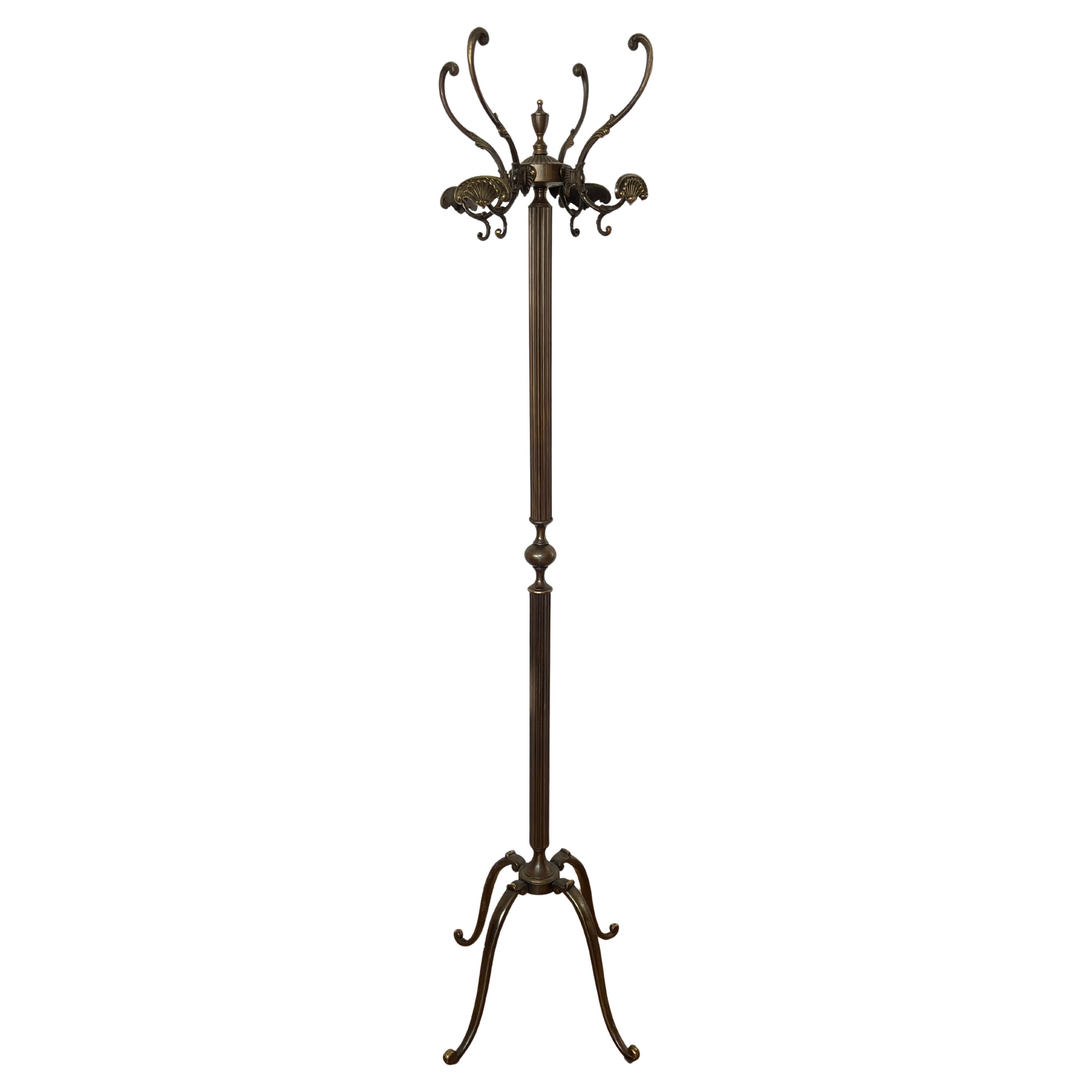 Italian Forged Bronze Coat Stand with Elegant Details, 1970s