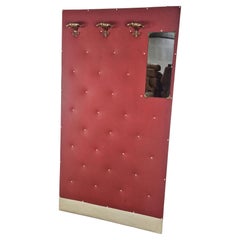 Mid-century 1960s skai coat rack with brass hooks