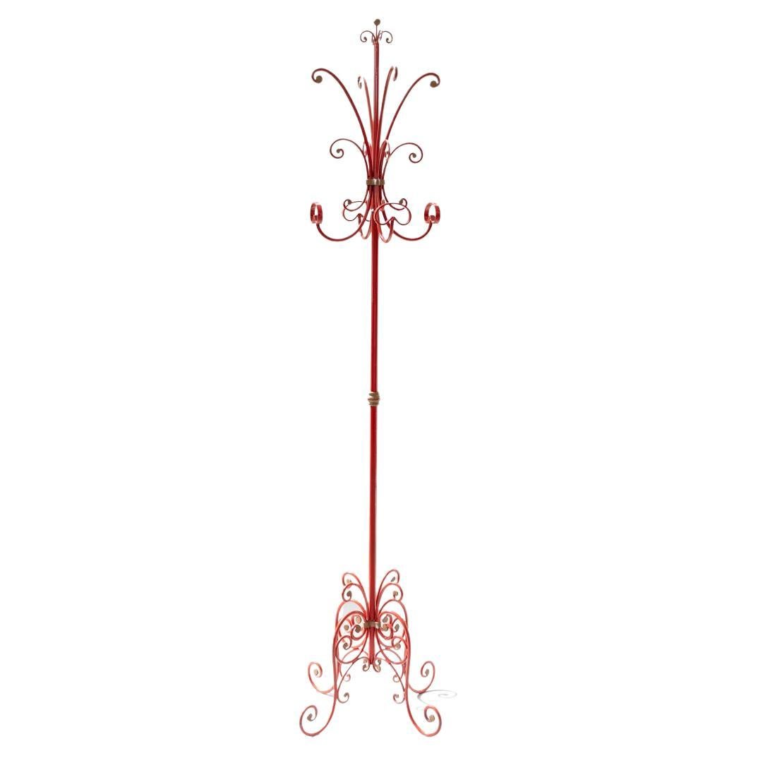 Industrial Gispen Red and Gray Coat Rack For Sale at 1stDibs