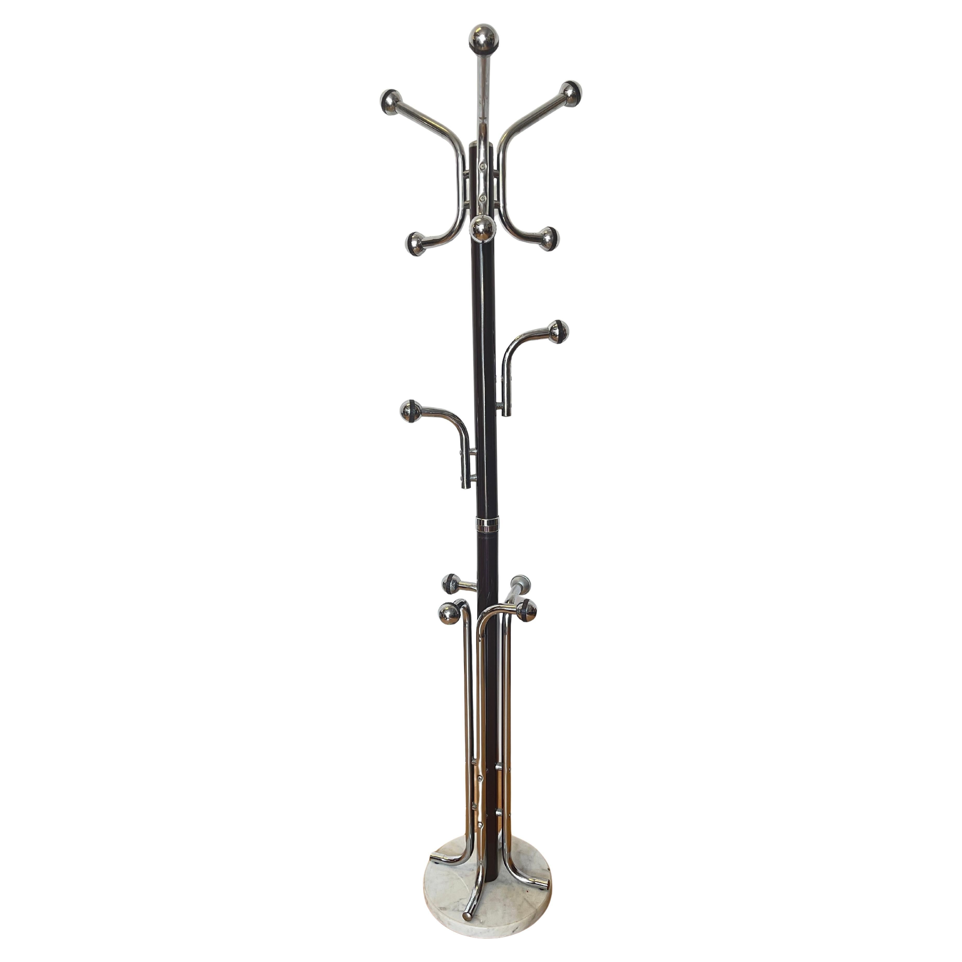 Appendiabiti Vintage in Acciaio Cromato con Base in Marmo – Design Mid-Century M in vendita
