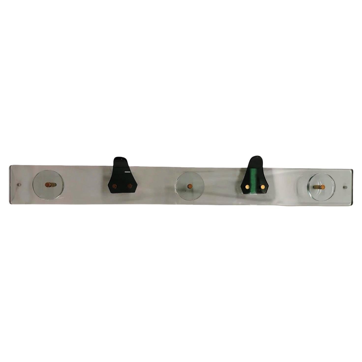 Vintage coat rack in transparent and colored glass, Italy 1970s