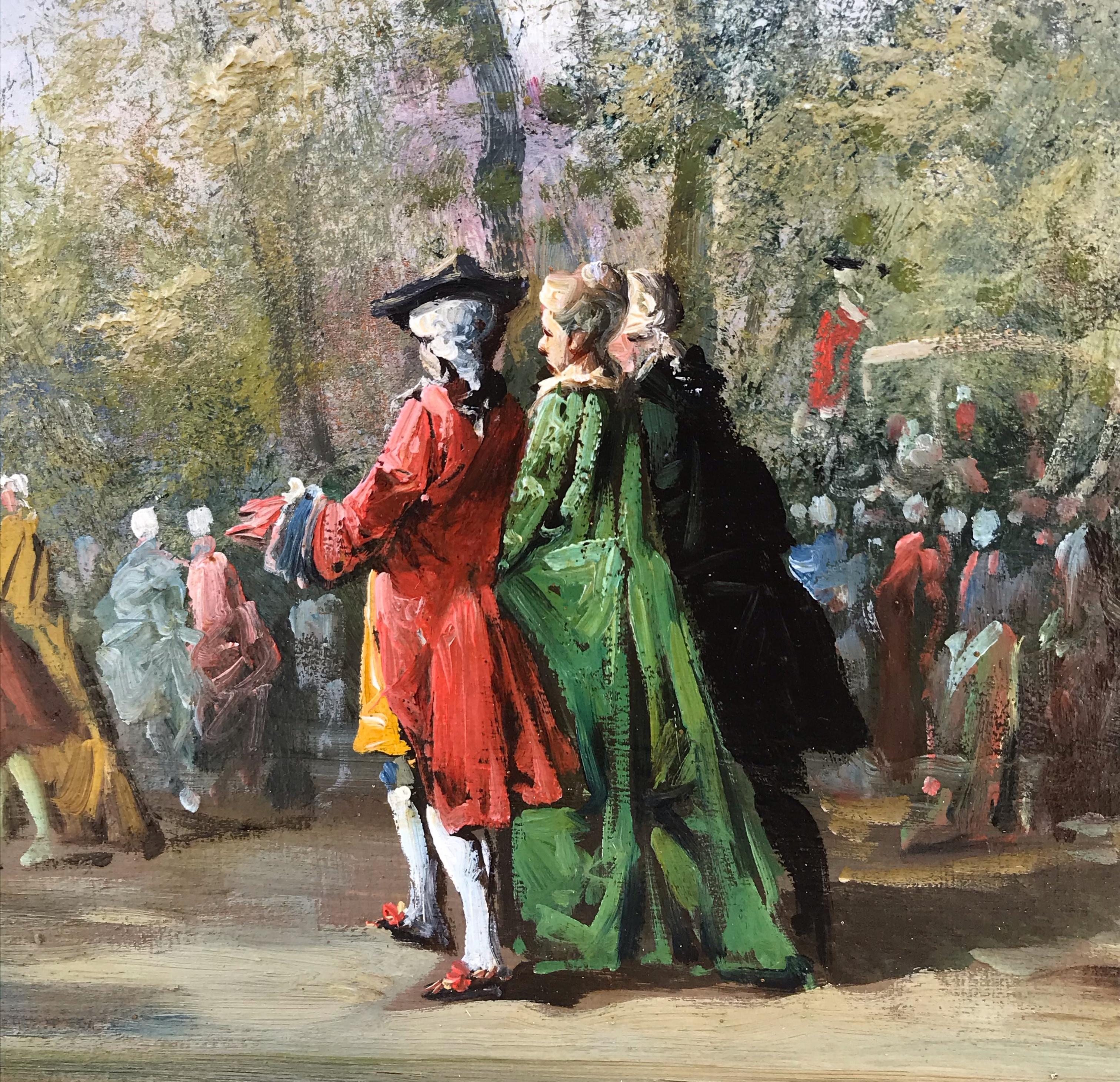 Walking in the Park and Bird Catchers - Academic Painting by APPERT Eugene  