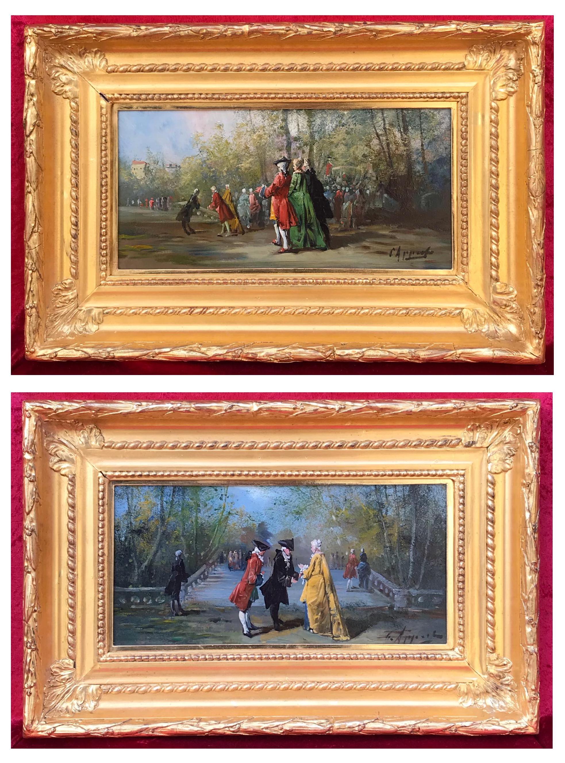 APPERT Eugene   Portrait Painting - Walking in the Park and Bird Catchers