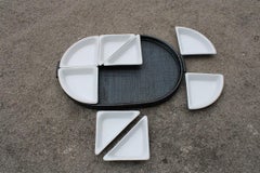 Appetizer in White Porcelain and Bamboo Blu Italian Design, 1970, Vivai del Sud