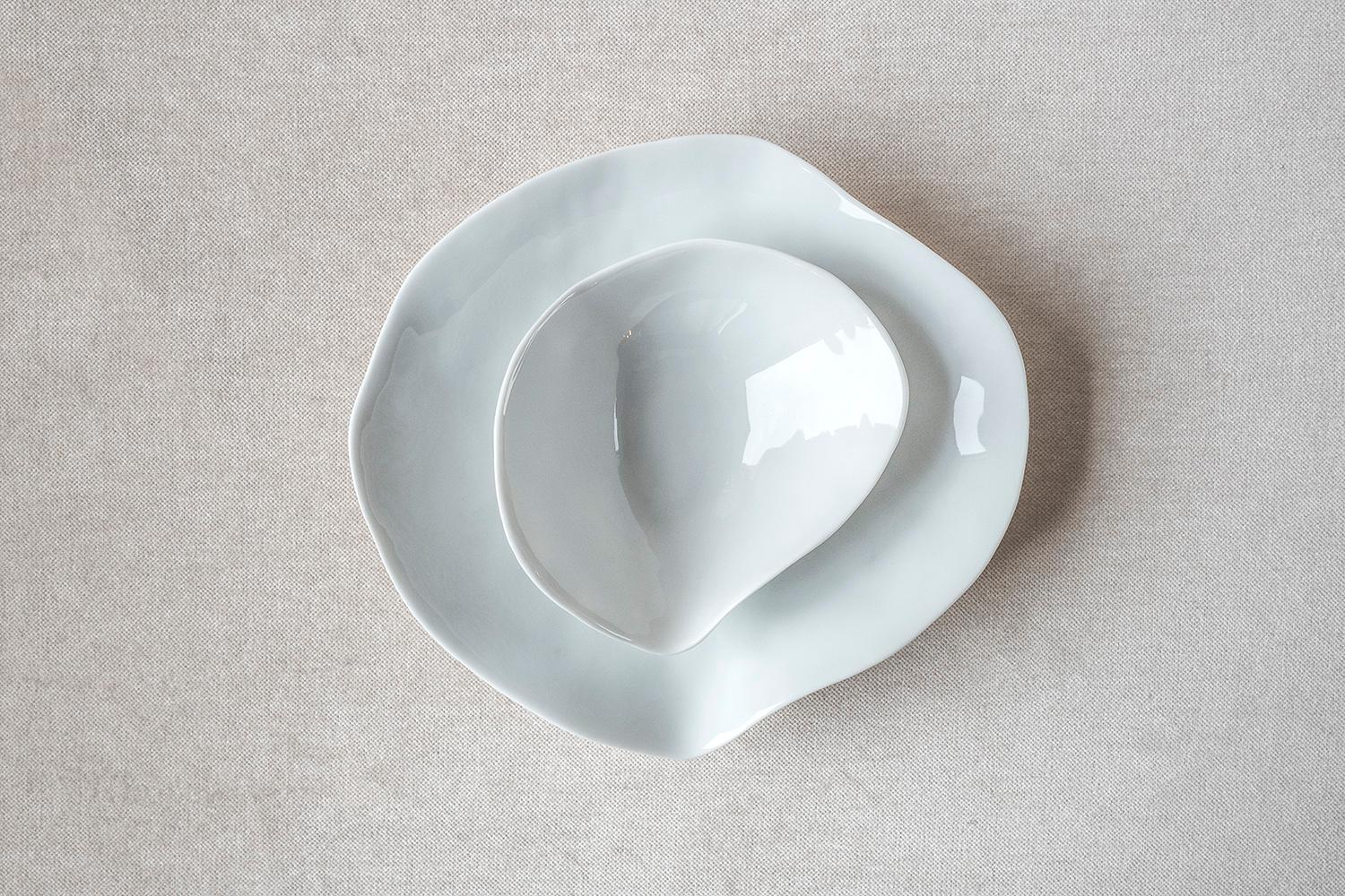 French Appetizer Set Indulge Nº2+Nº5/ White / Handmade Porcelain Tableware For Sale