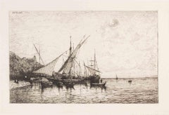 Radierung „Le Port de Monaco“, moderner Stil, CIRCA 1874, ungerahmt