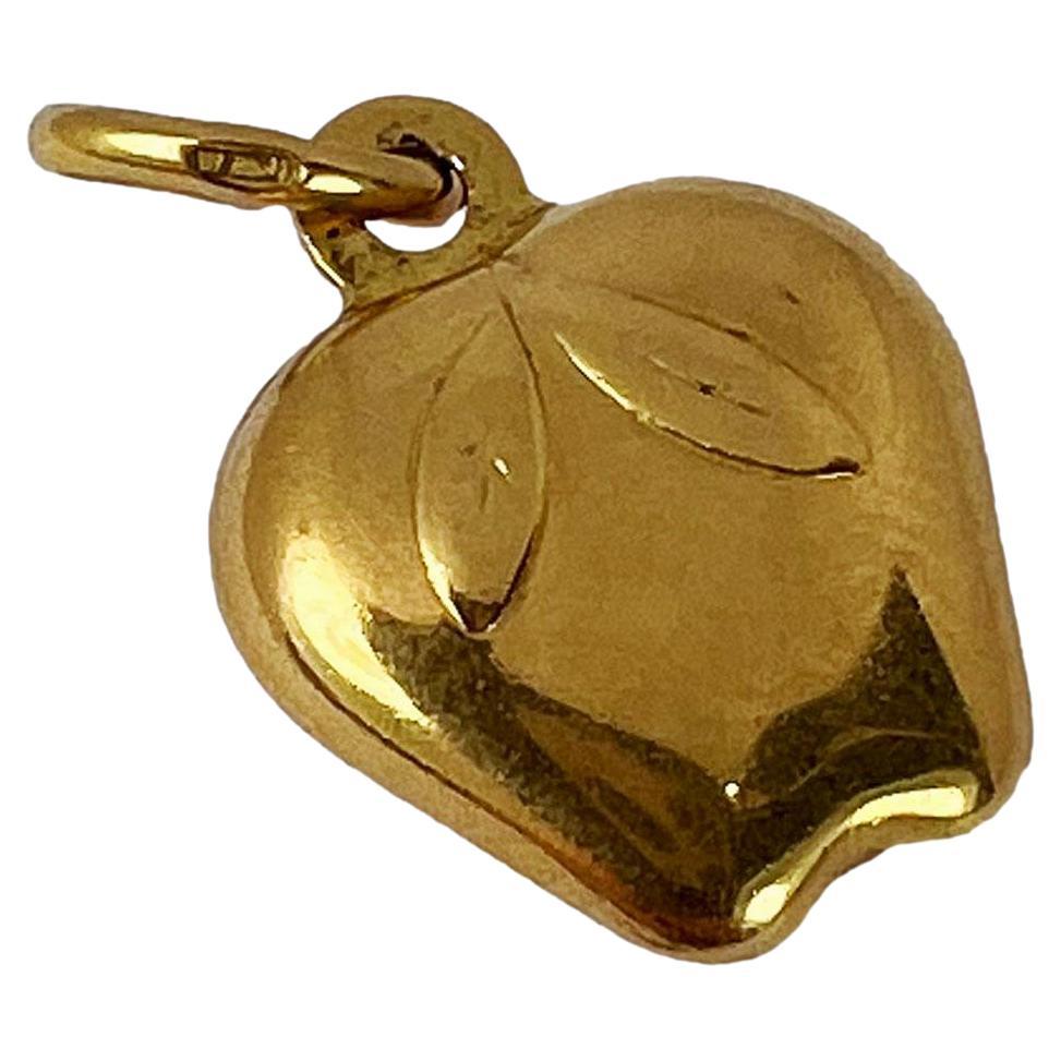 Apple 18K Yellow Gold Fruit Charm Pendant For Sale
