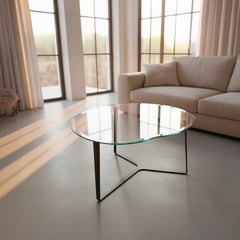 Table basse en cristal, verre et métal Apple Crystal, forme ronde sculpturale