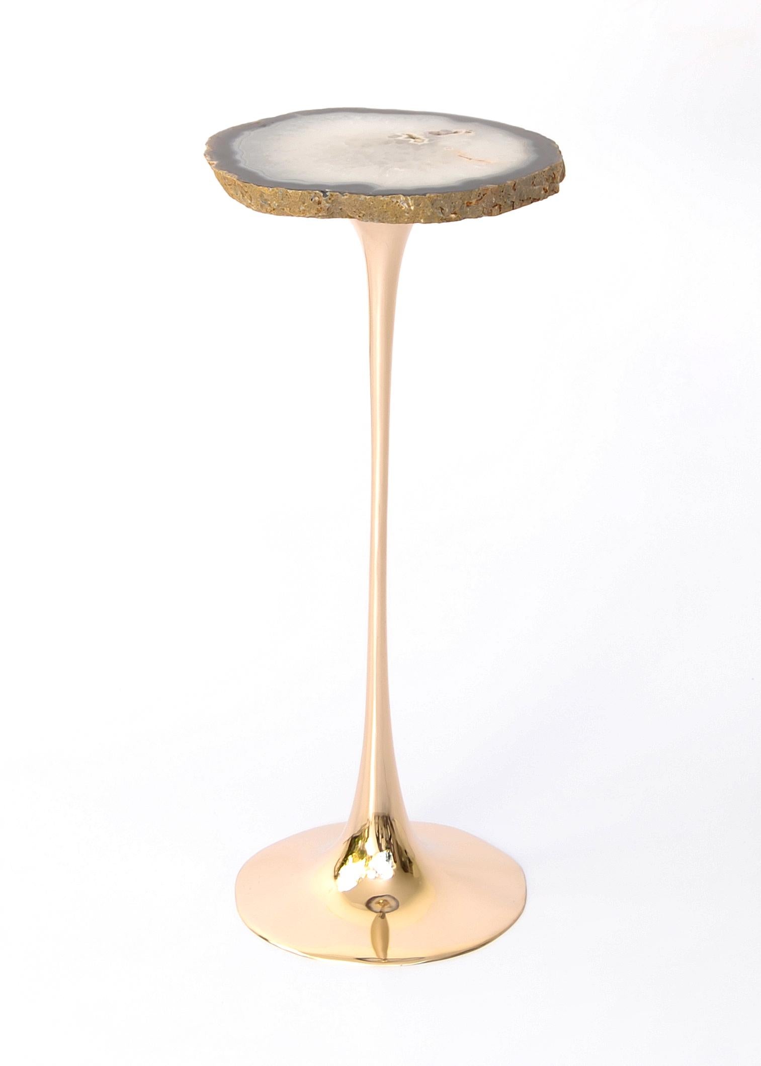 Modern Apple Drink Table with Agate Top by Fakasaka Design For Sale