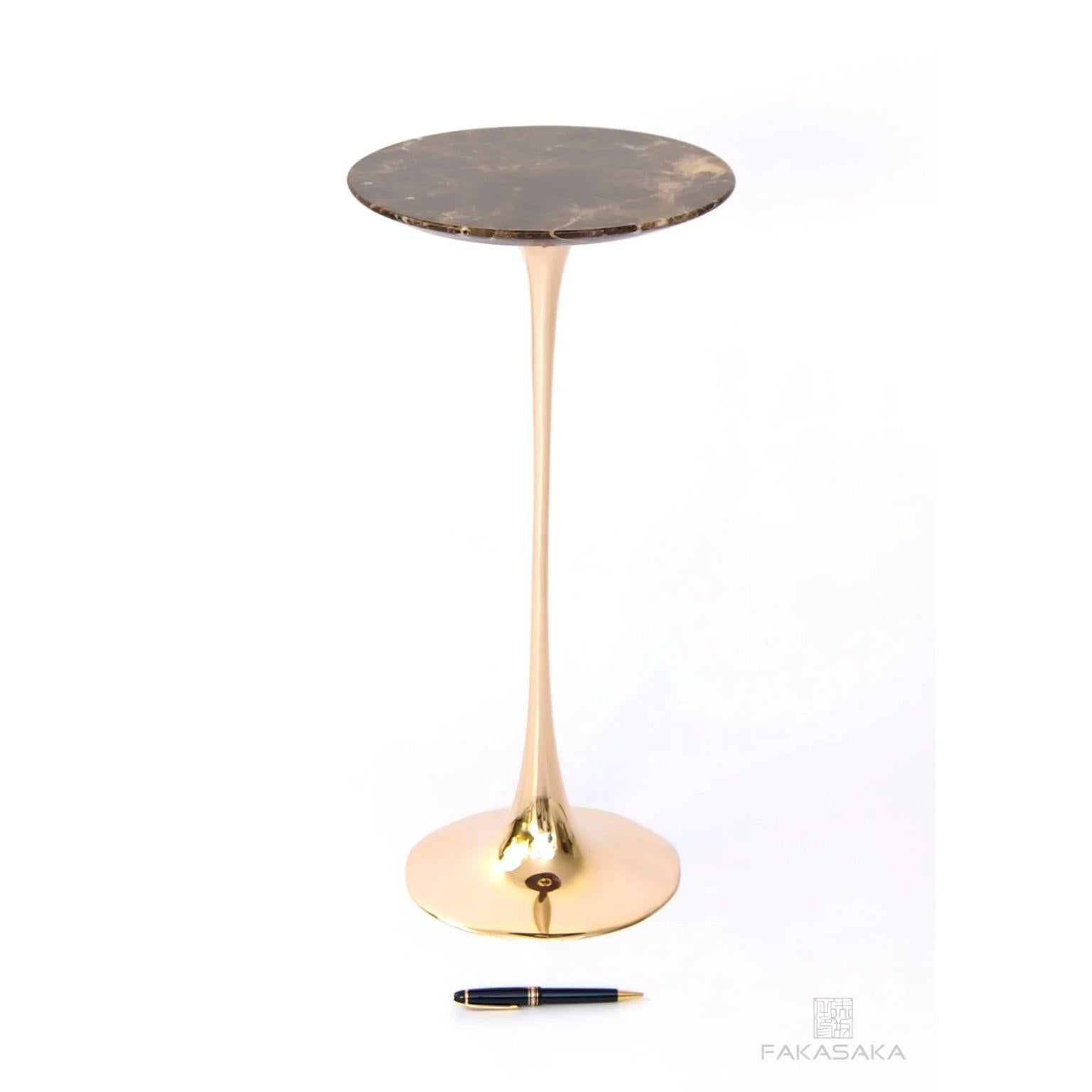 Autre Table à boissons à pomme avec plateau en marbre impérial marron par Fakasaka Design en vente