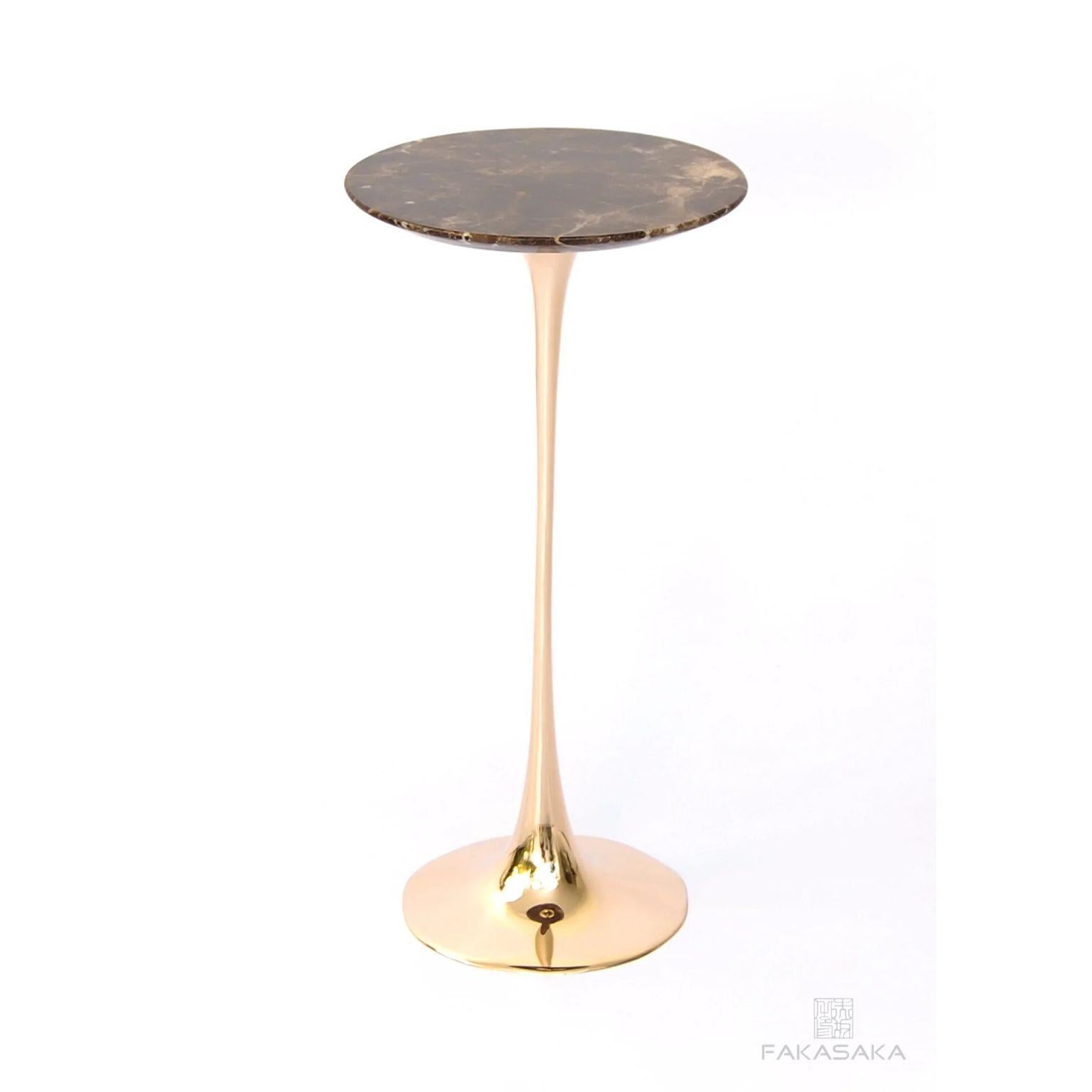 XXIe siècle et contemporain Table à boissons à pomme avec plateau en marbre impérial marron par Fakasaka Design en vente