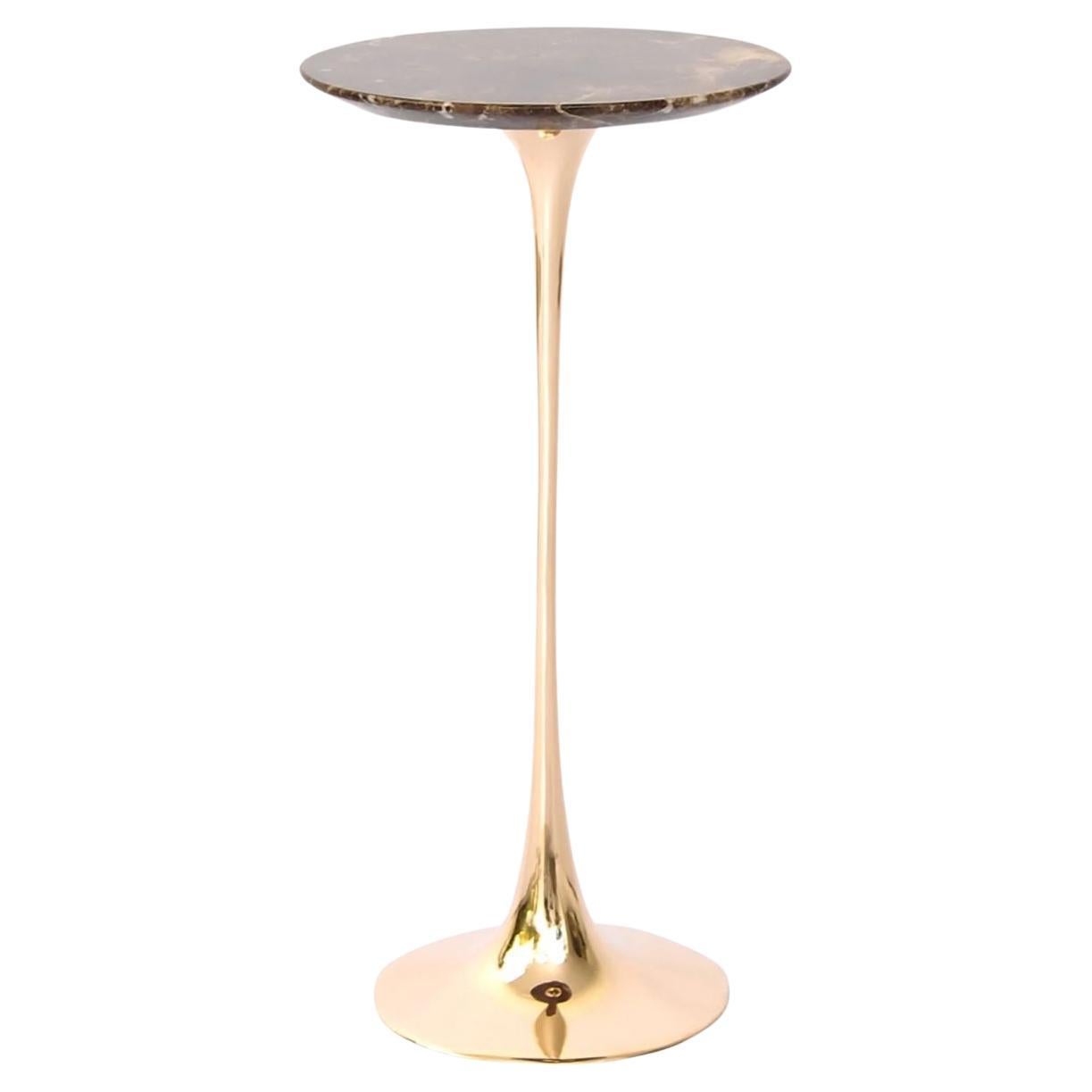 Apple Drink Table with Marrom Imperial Marble Top by Fakasaka Design