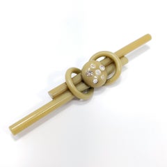 Apple Green Bakelite Crystal Encrusted Art Nouveau Pin Brooch, Early 1900