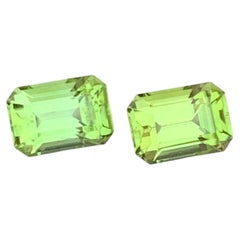 Apple Green Color Emerald Cut Peridot Gemstone Pair for Jewelry 5mm