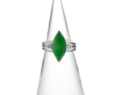 Apfelgrüner Jadeit Jade Marquis und Diamant-Ring, zertifiziert unbehandelt