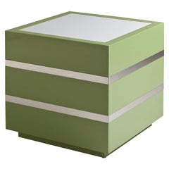 Apple Green Lacquer and Polished Steel Lightbox, 1970s