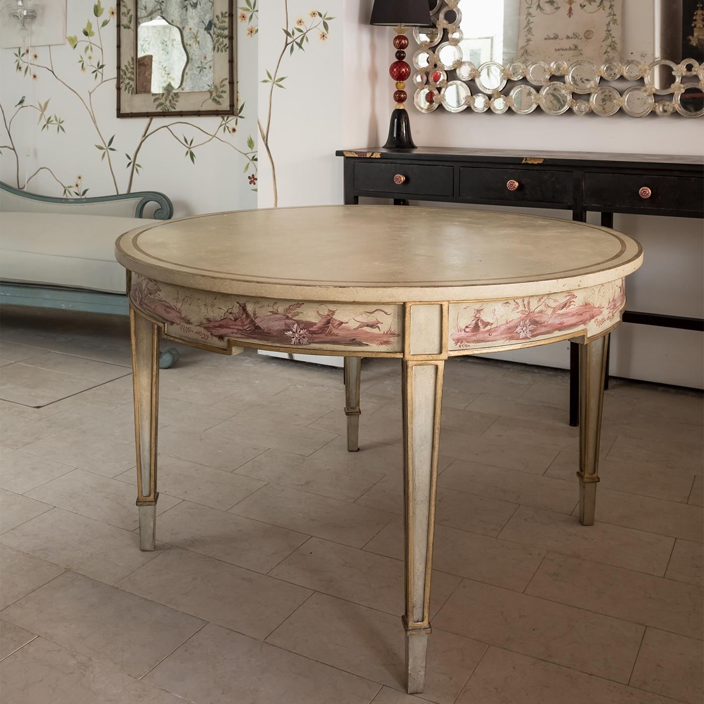 Apple Green Manin Dining Table with Purple Chinoiserie Decors In New Condition For Sale In Milan, IT