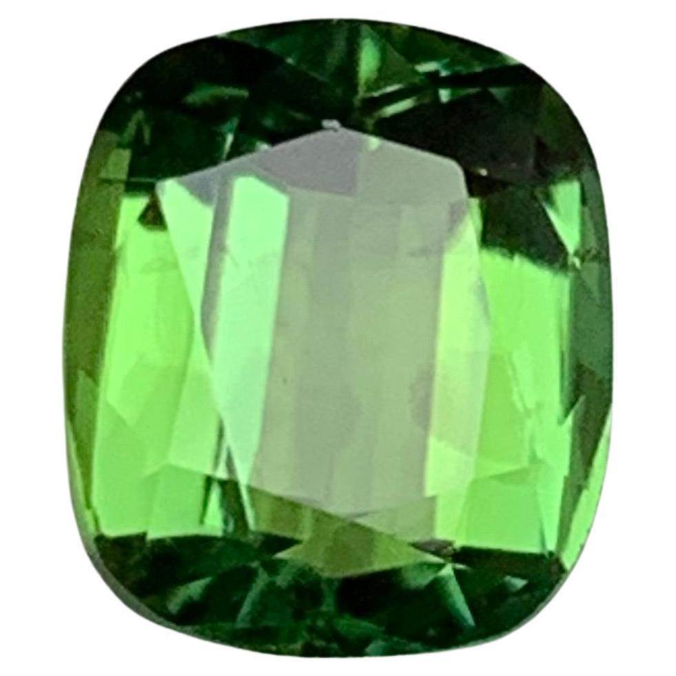 Apple Green Natural Tourmaline Ring Gemstone 1.90 Ct Cushion Cut for Jewelry