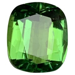 Apple Green Natural Tourmaline Ring Gemstone 1.90 Ct Cushion Cut for Jewelry