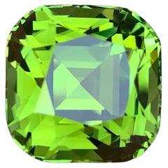Anello con tormalina naturale verde mela, gemma sfusa da 12,65 carati con taglio a cuscino - Gioielli