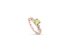 Apple green peridot 14 gold ring