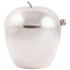 Retro Apple Silver Ice Bucket with Ladle, 1970s