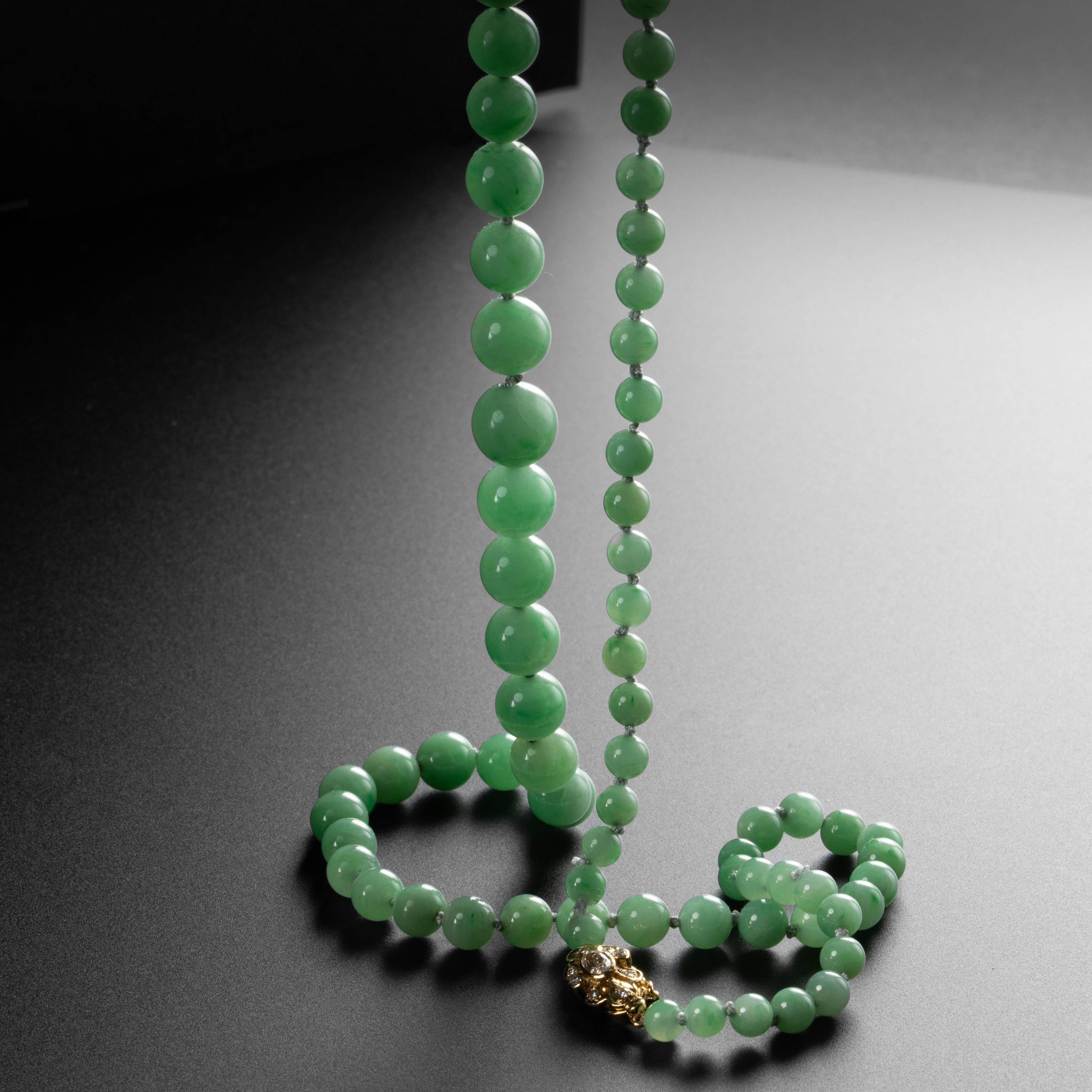 Bead Apple Jade Necklace of Extraordinary Quality Certified Untreated