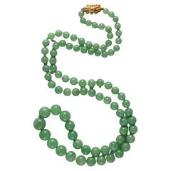 Vintage Apple Jade Necklace of Extraordinary Quality Certified Untreated