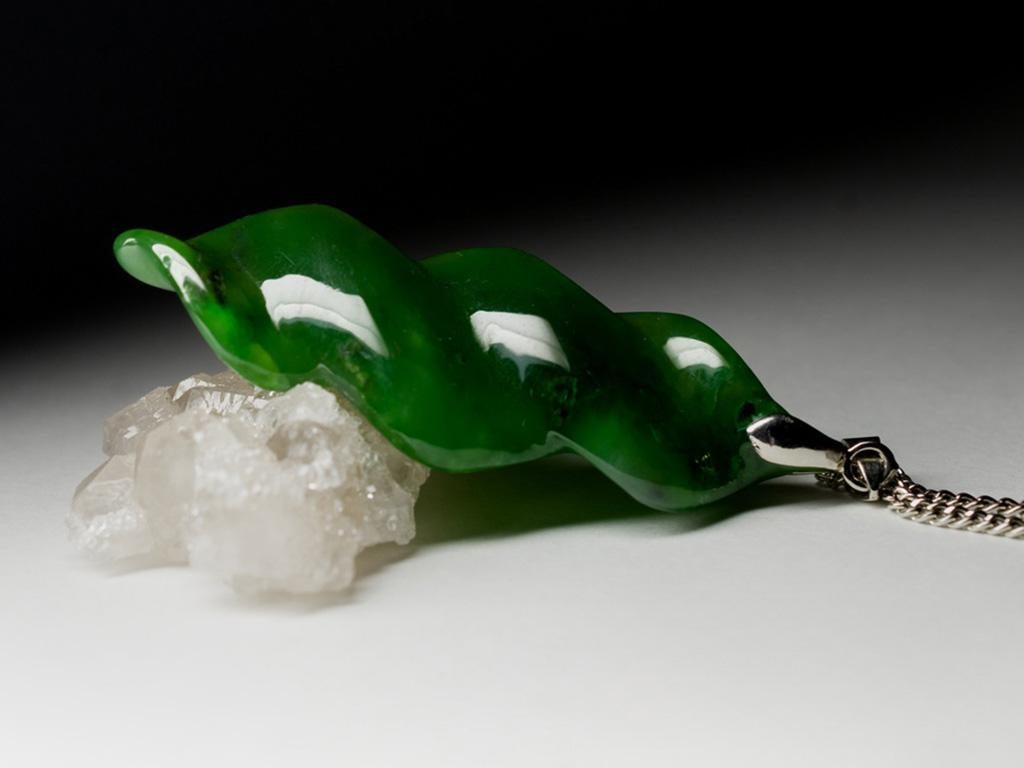 da uomo o donna Ciondolo di giada Apple Greene & Greene Spiral Gemstone stile vintage in vendita