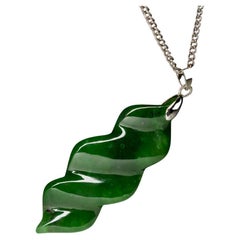 Apple Jade Pendant Green Vortex Spiral Gemstone vintage style