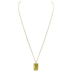 Apple Pfefferminz Necklace, 14 Karat Yellow Gold Carved Peridot Pendant Necklace