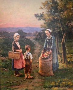 "Les cueilleurs de pommes dans le verger" de Cesar Pattein
