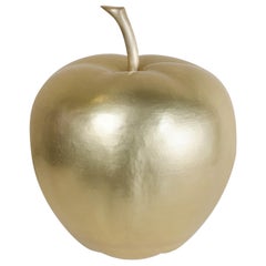 Apple Sculpture, Brass by Robert Kuo, Hand Repousse, Limited Edition