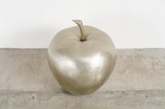 Apple Sculpture, White Bronze by Robert Kuo, Hand Repousse, Limited Edition