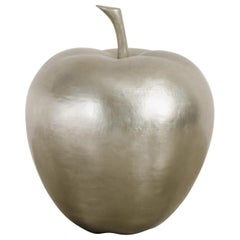 Apple Sculpture, White Bronze by Robert Kuo, Hand Repousse, Limited Edition