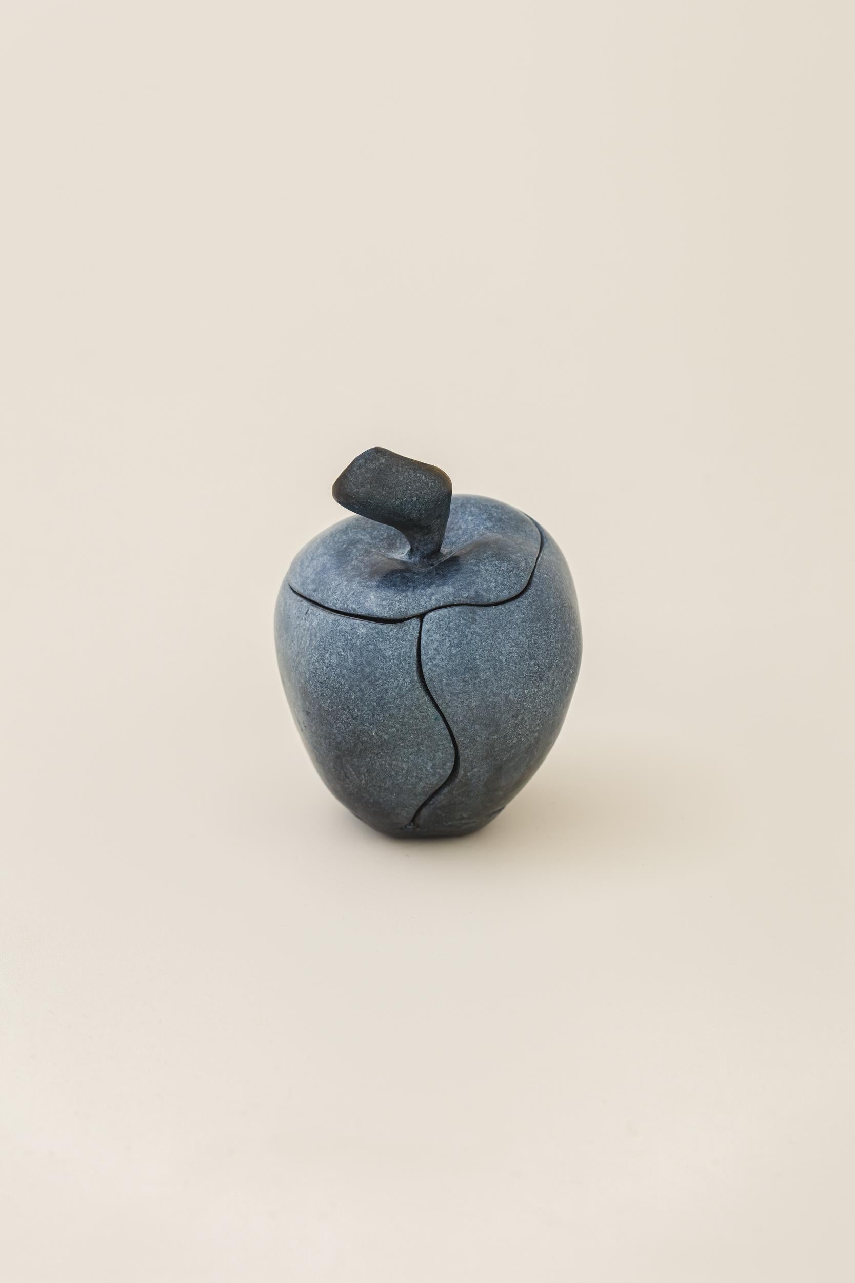Patinated Apple Sculpture with Blue Patina by Lucas Recchia, 2023 For Sale