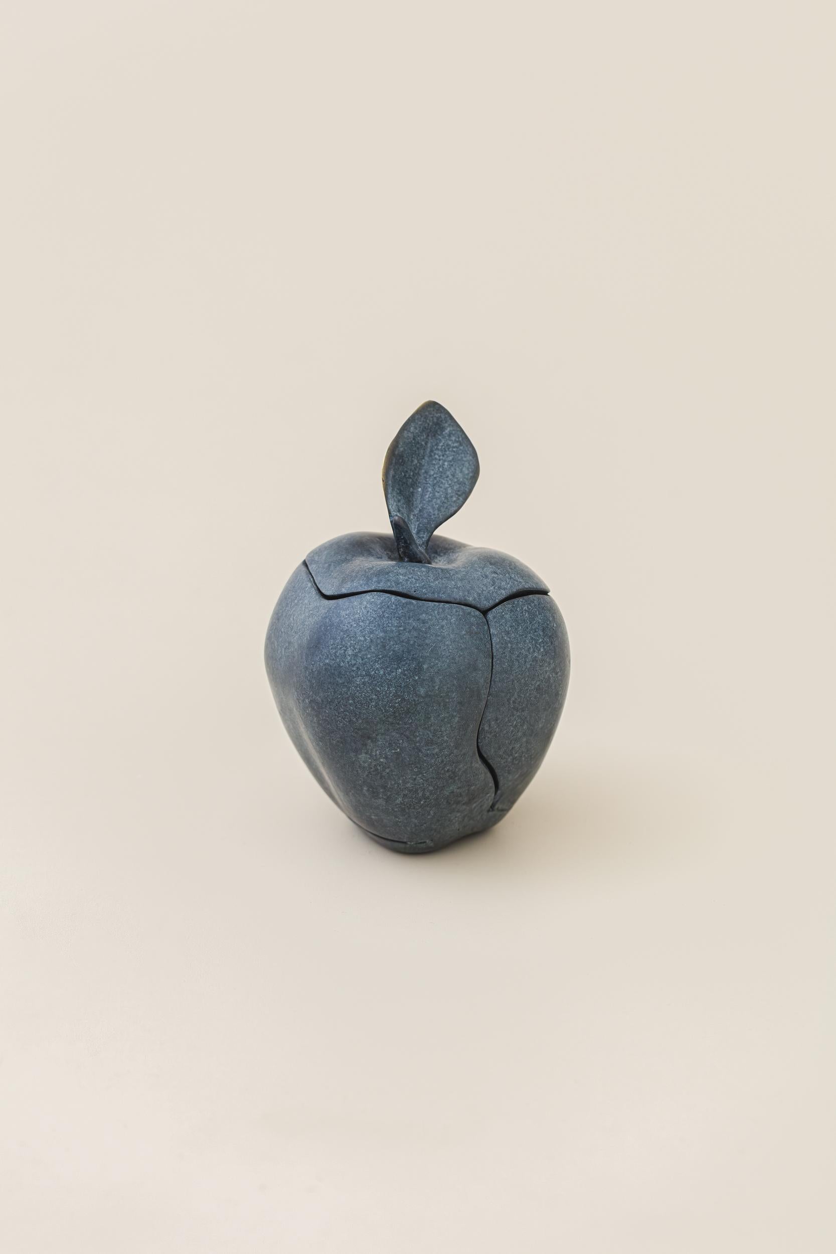 Contemporary Apple Sculpture with Blue Patina by Lucas Recchia, 2023 For Sale