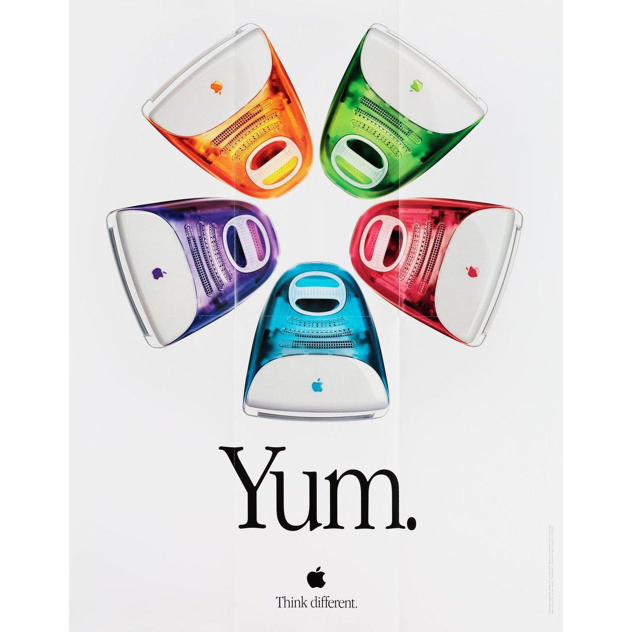 Original 1999 U.S. poster for Apple Computer (1997). Fine condition, folded. Many original posters were issued folded or were subsequently folded. Please note: the size is stated in inches and the actual size can vary by an inch or more.
 