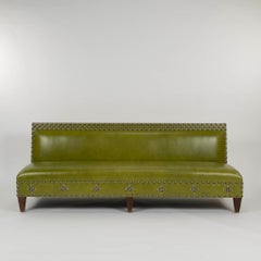 Apple Green Leather Studded Banquette