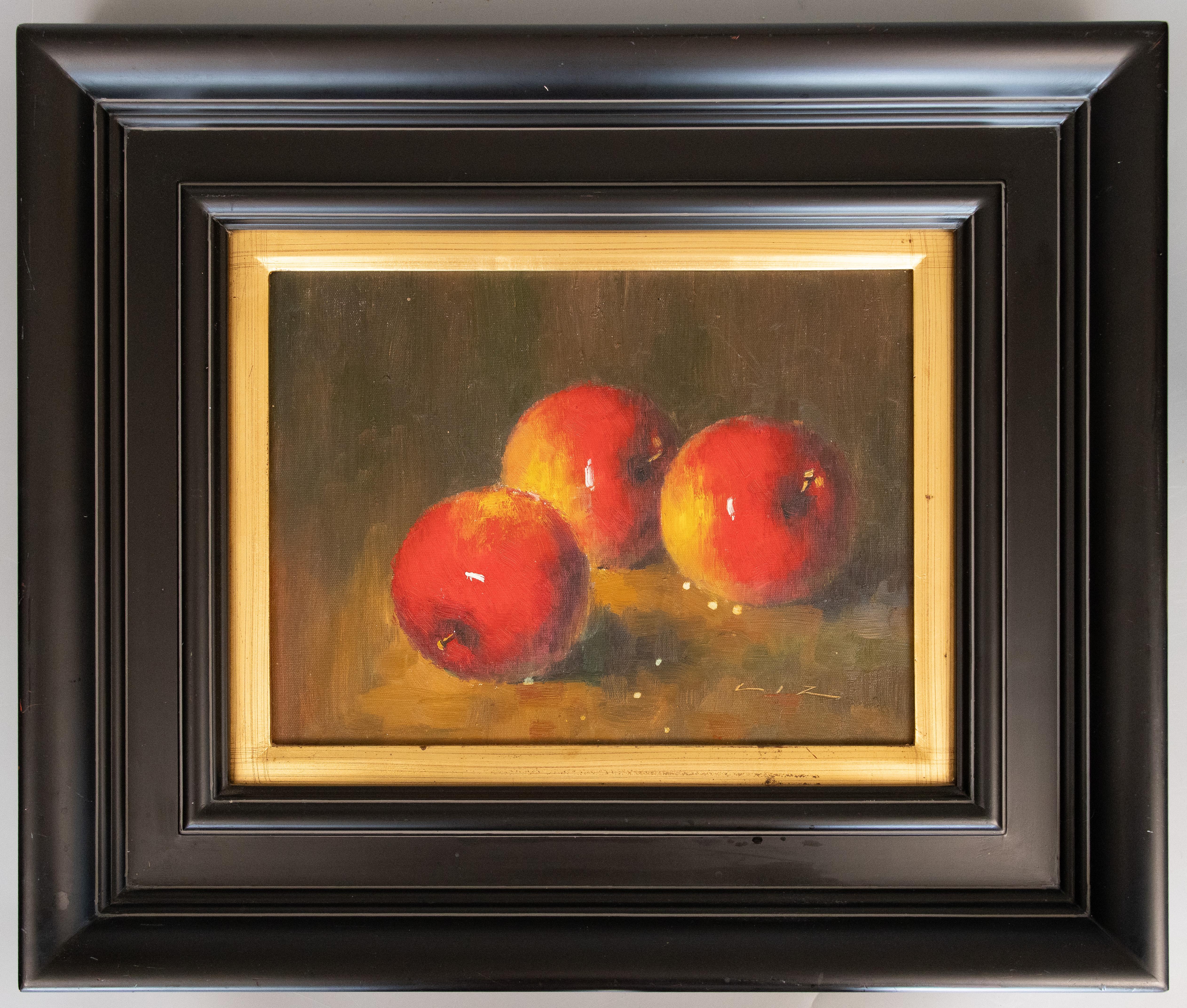 Apples Still Life Oil on Canvas, Signed For Sale 1