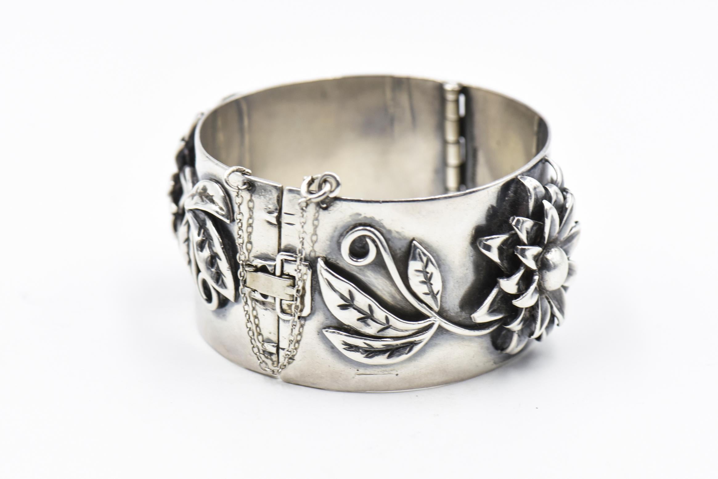 silver flower bangle