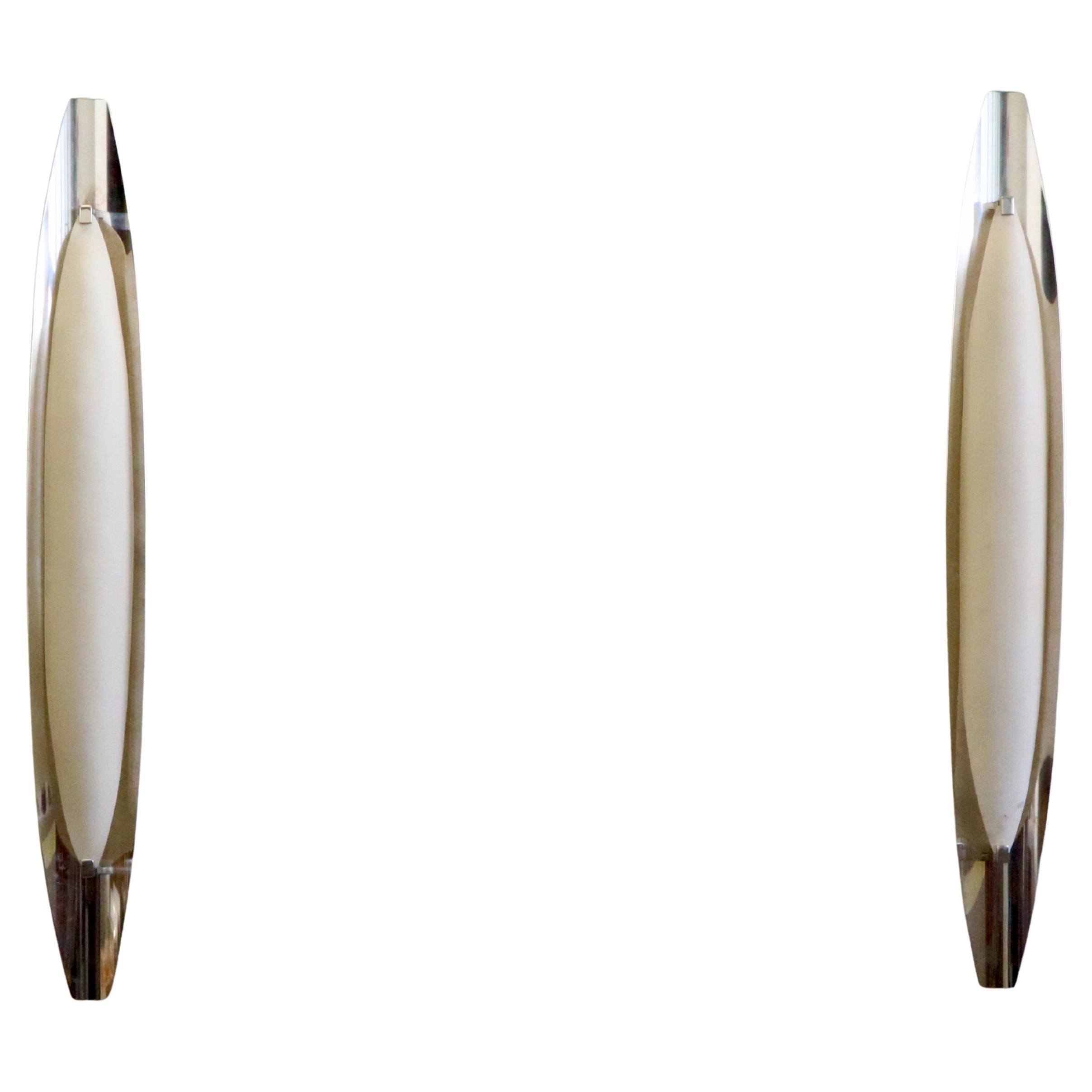 Applique 
2254
 Max Ingrand per Fontana Arte in cristallo e ottone nikelato in vendita